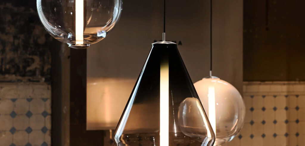 BOMMA handblown glass pendant lighting installation at Unscripted Spaces La Jolla