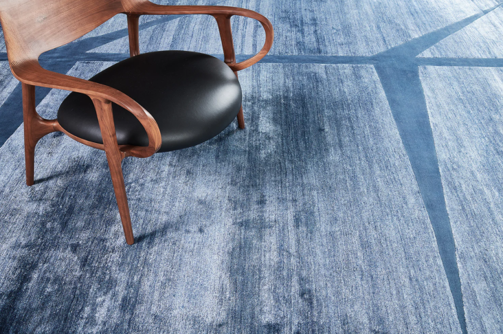 Mehraban handmade wool and bamboo silk rug displayed at Unscripted Spaces La Jolla