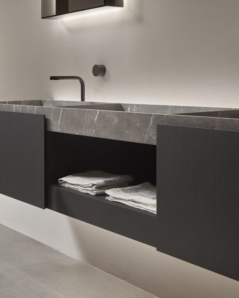 sculptural stone washbasin Italian contemporary design