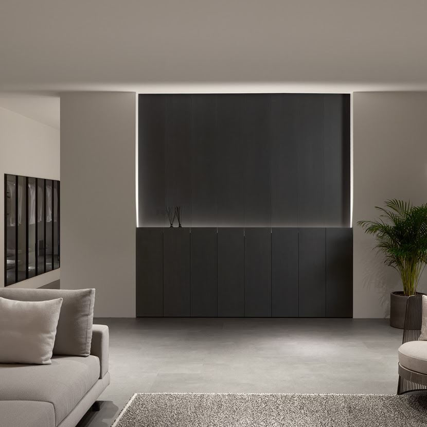 antoniolupi Anima Liquida modular bathroom wall system in modern home