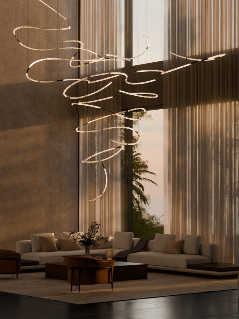 Sculptural crystal lighting detail — BOMMA Flare collection at Unscripted Spaces