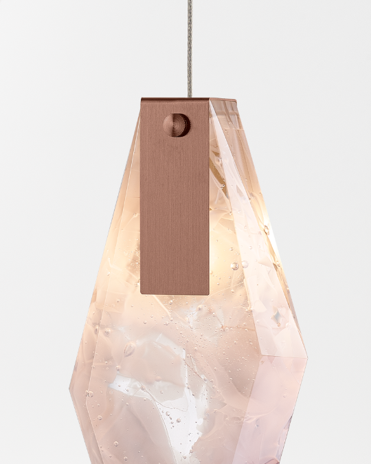 BOMMA Fragments brushed bronze crystal lighting — contemporary interior design San Diego