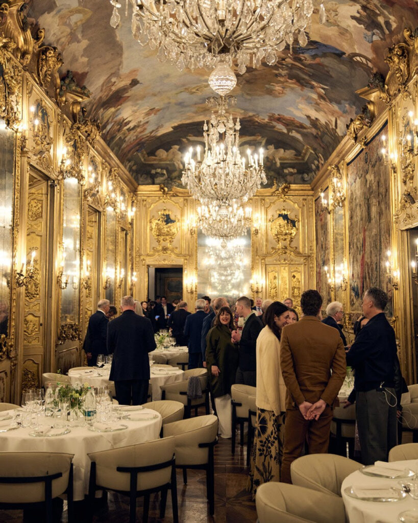 Davide Oldani dinner Galleria Grande Palazzo Clerici Tiepolo frescoes Poliform