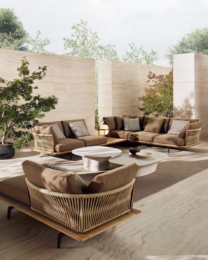 Poliform Lagoon sofa chaise longue configuration for outdoor living