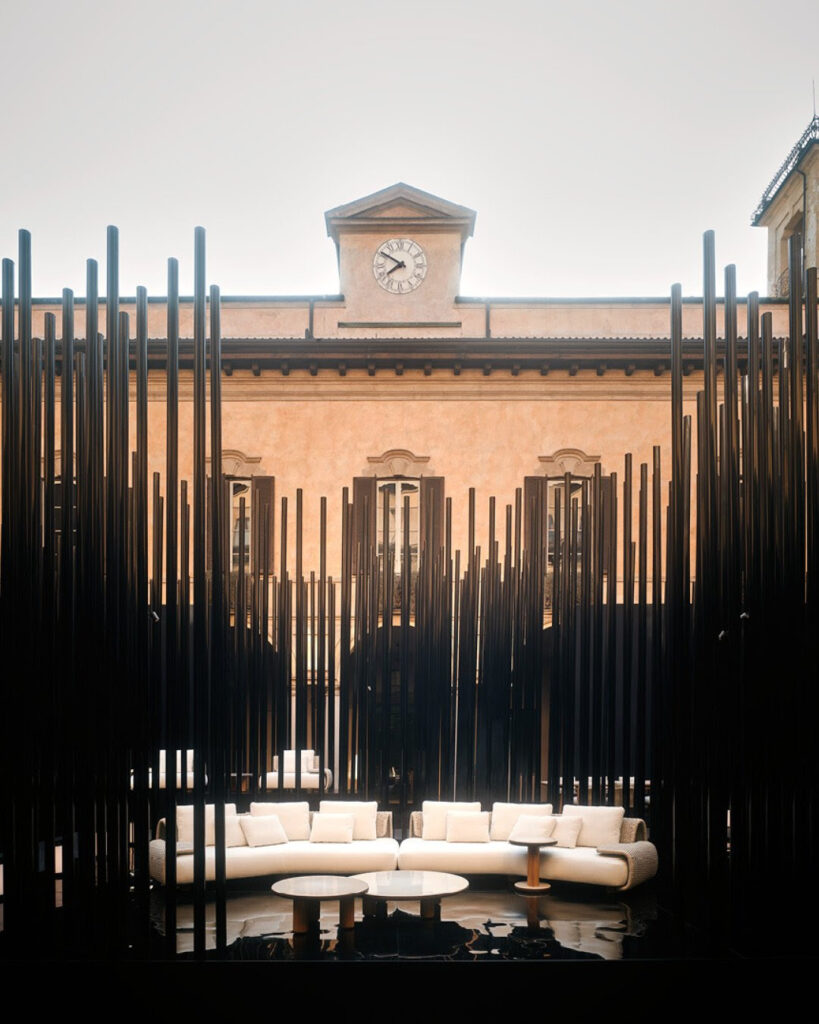 Poliform Multitude installation courtyard Palazzo Clerici Milan Design Week 2026