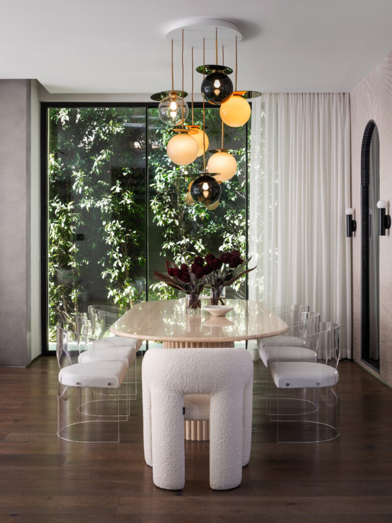 BOMMA Umbra crystal globe pendant lighting, private luxury residence Orlando