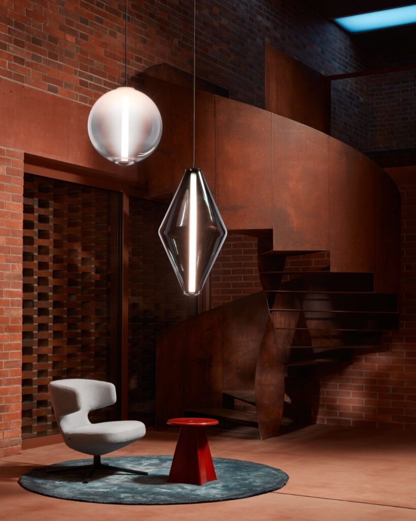 BOMMA Buoy hand-blown crystal pendant lighting collection, luxury interior design La Jolla