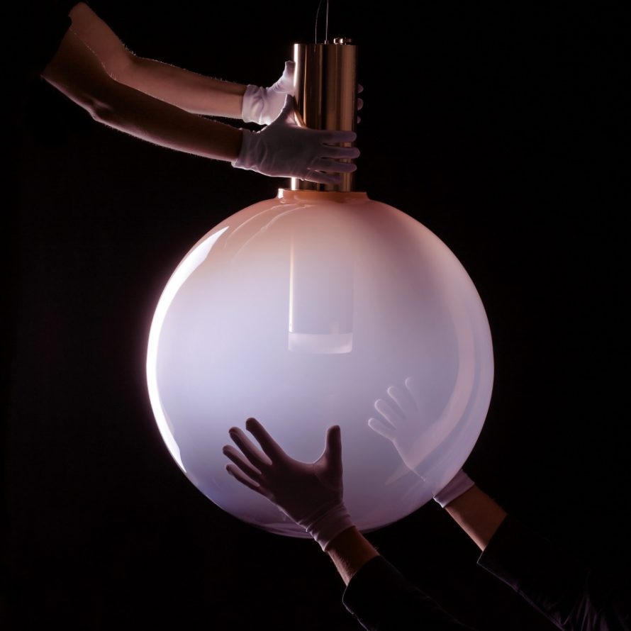 BOMMA Phenomena flamingo pink pendant light, contemporary design showroom San Diego