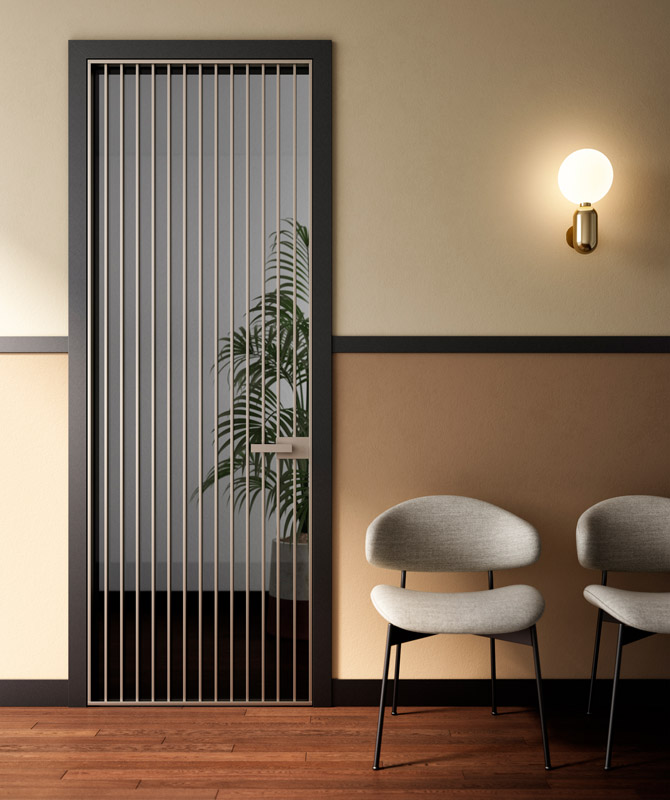 Albed Italian aluminum interior door system on display at Unscripted Spaces La Jolla
