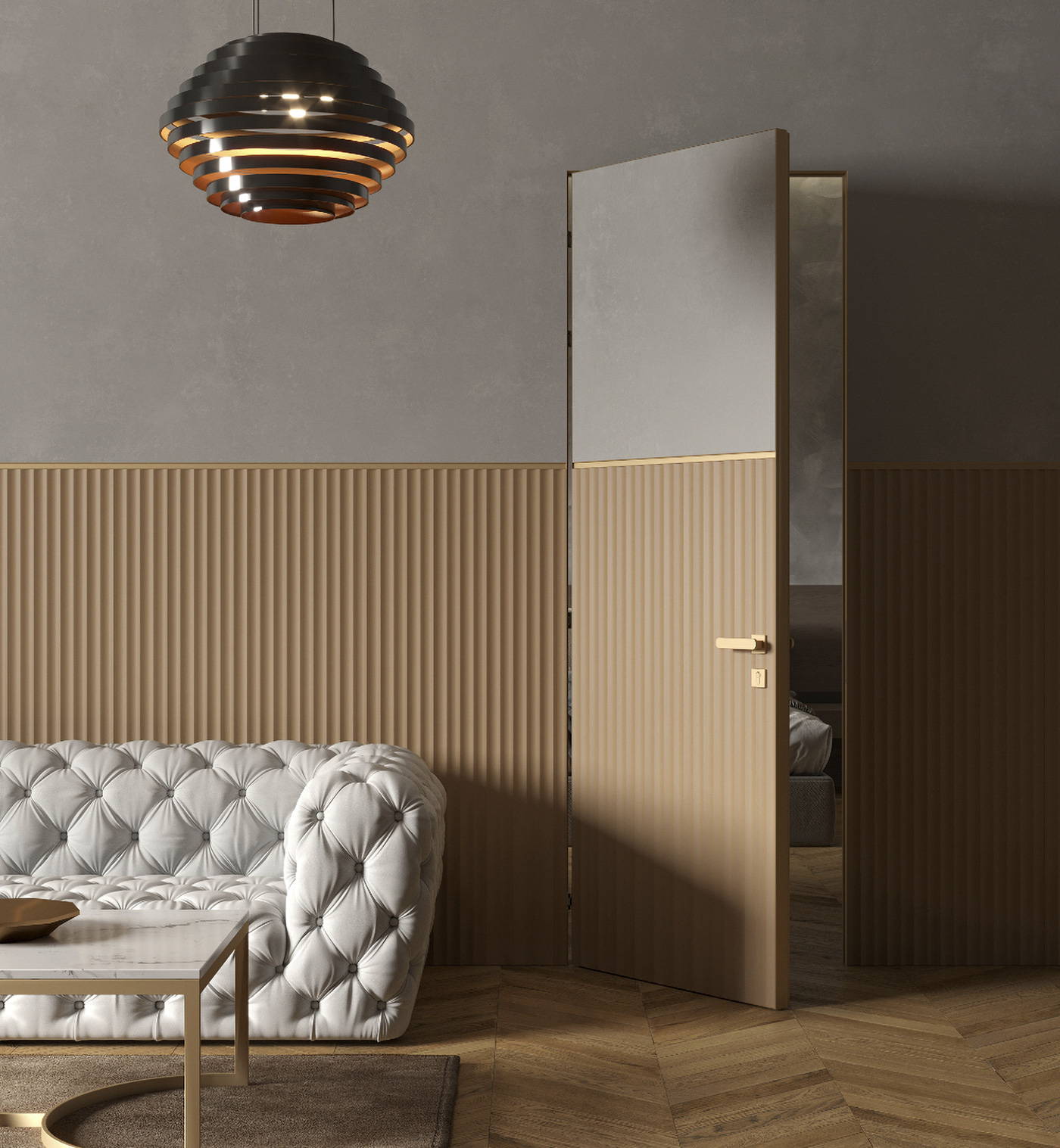 Albed Italian aluminum interior door system on display at Unscripted Spaces La Jolla