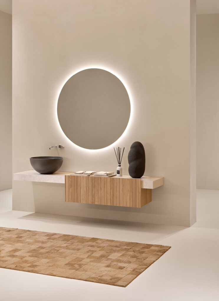 antoniolupi Cartesio system solid and void bathroom composition, Italian furniture San Diego