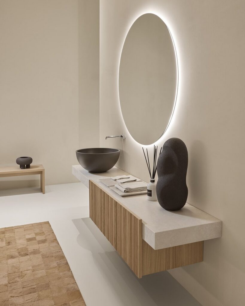 antoniolupi Cartesio bathroom furniture system with countertop sink, luxury vanity La Jolla