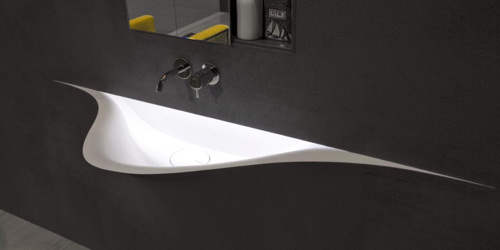 antoniolupi Silenzio wall-mounted sink floating from wall surface