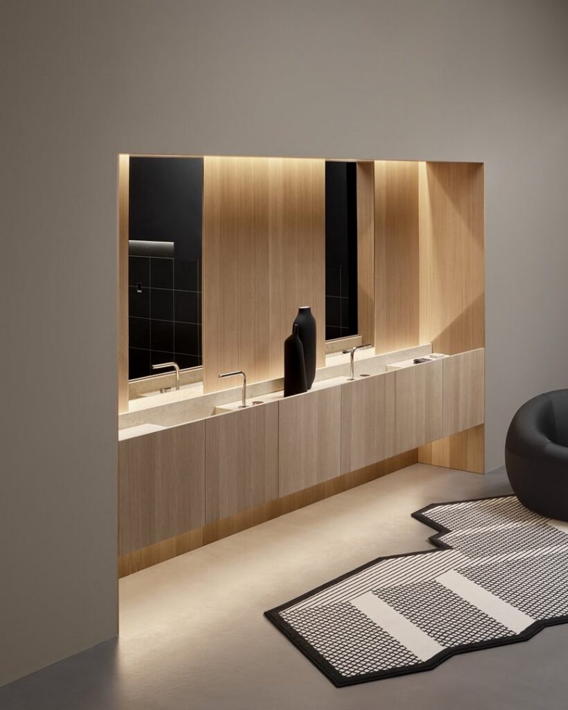 antoniolupi Street vanity with 30cm stone front profile and integrated lighting