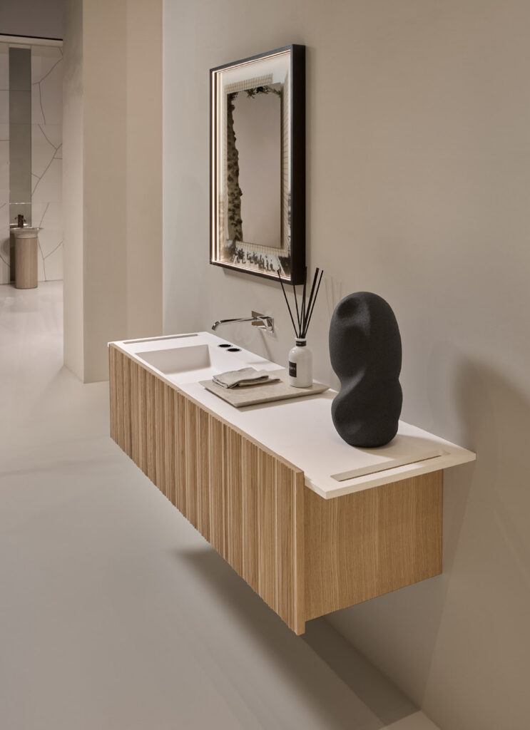 Antoniolupi Talea bathroom cabinet with projecting door, luxury vanity design La Jolla