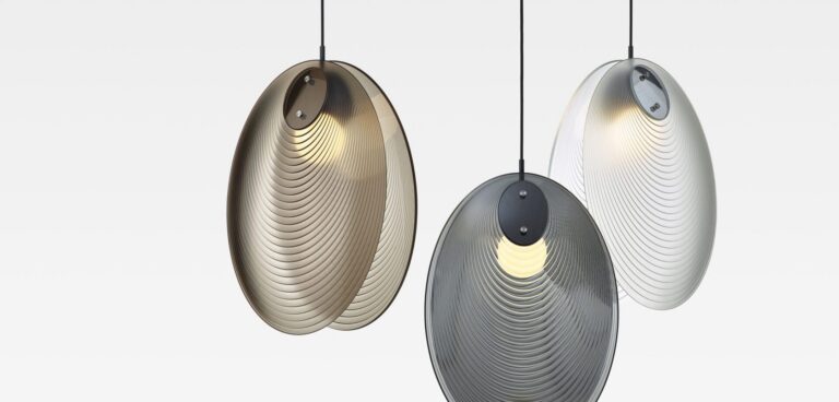 BOMMA Ama mixed cluster pendant installation opened and closed shells, Unscripted Spaces San Diego