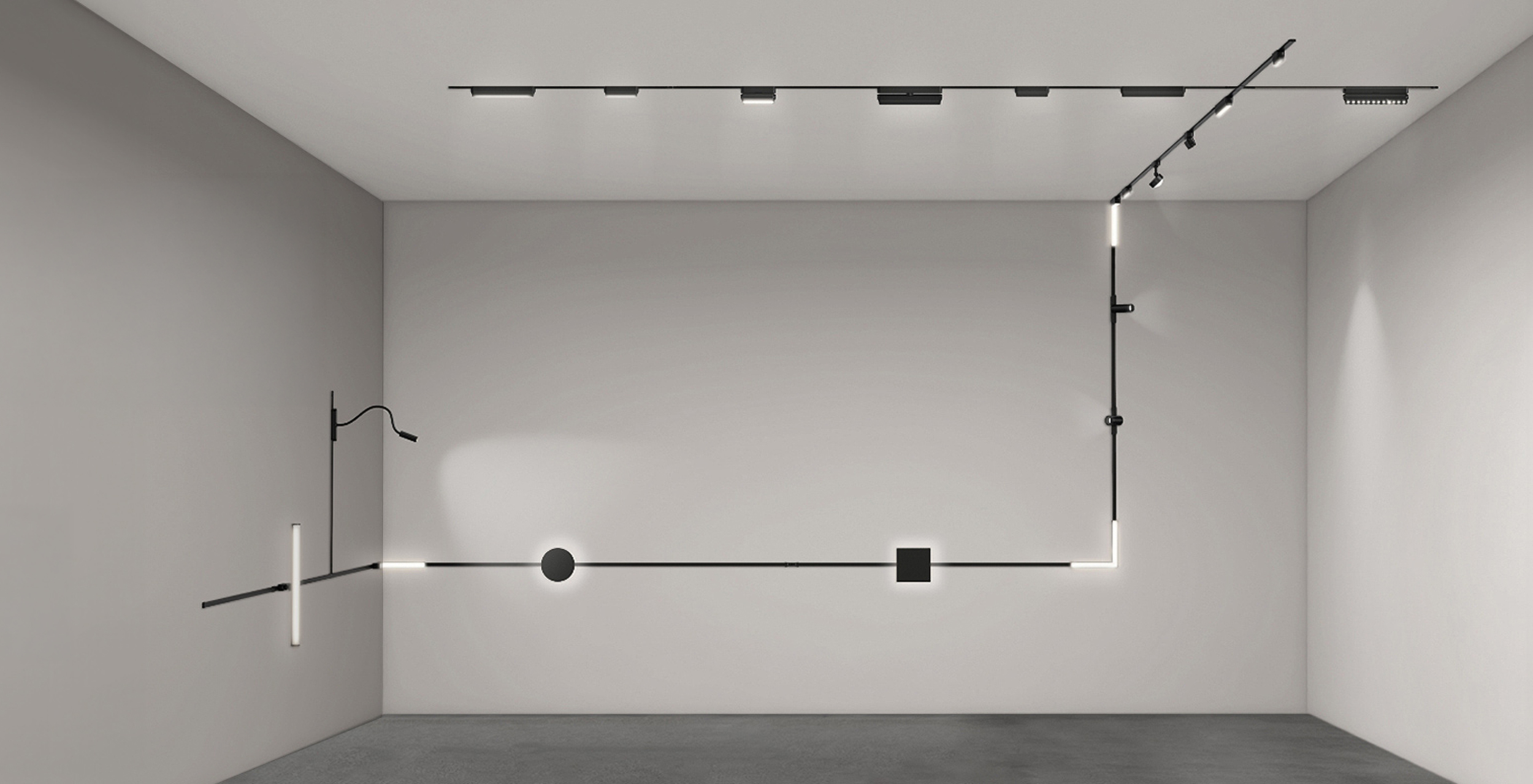 ET2 Continuum track lighting system installed throughout Unscripted Spaces La Jolla showroom
