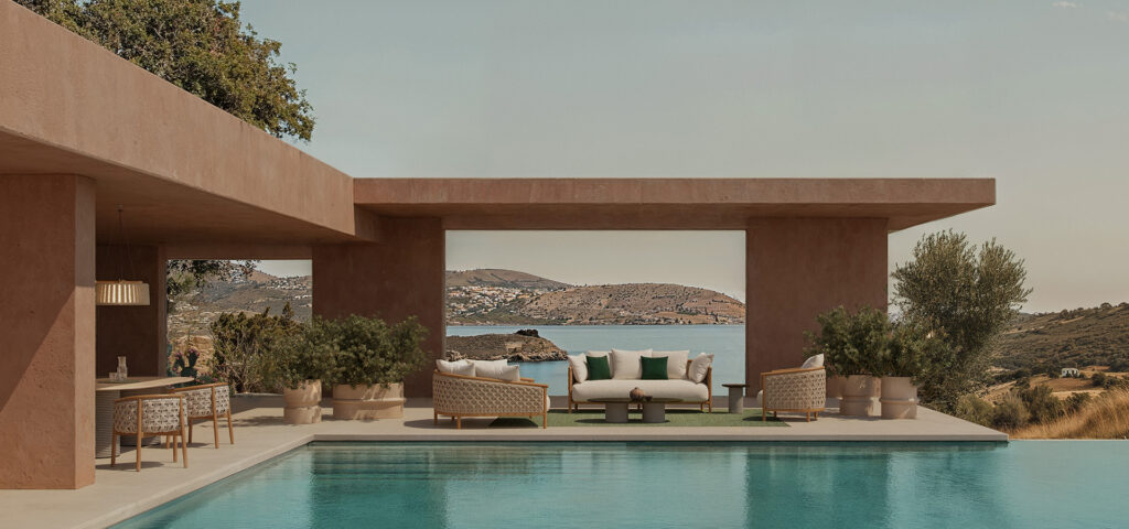 Ethimo luxury outdoor furniture collection displayed at Unscripted Spaces La Jolla showroom