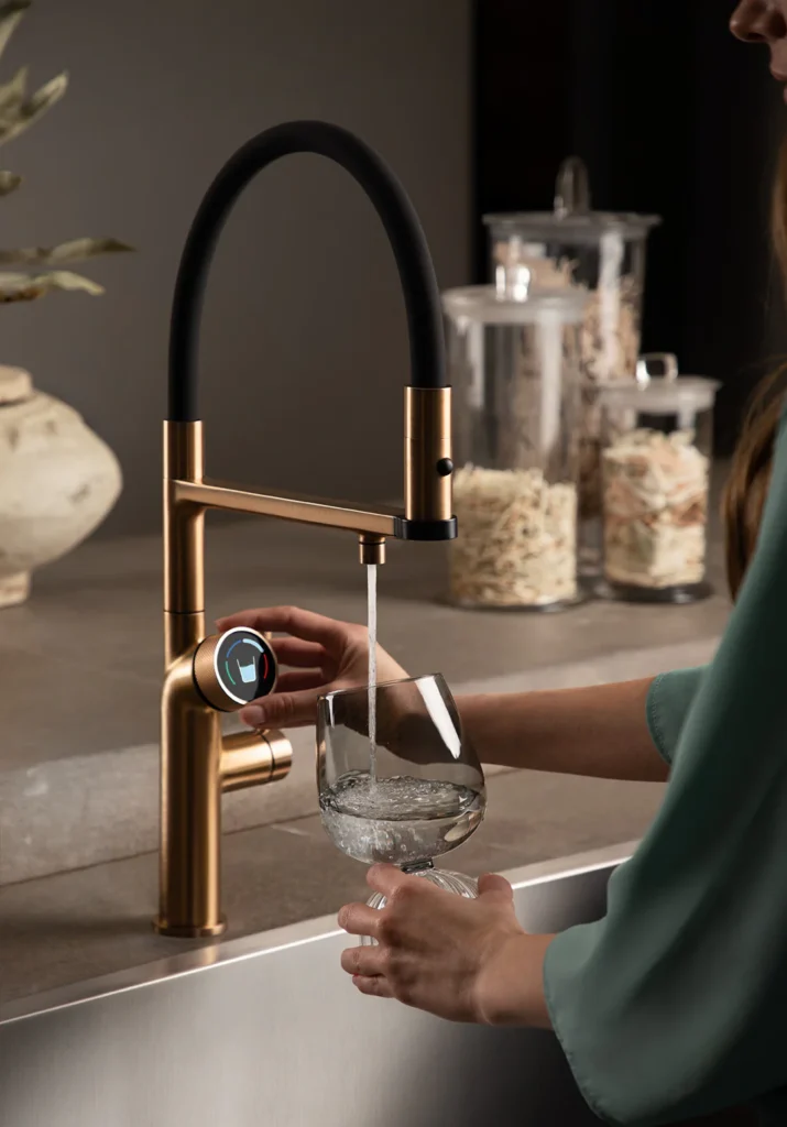 Gessi Italian faucet collection displayed in kitchen and bathroom at Unscripted Spaces La Jolla