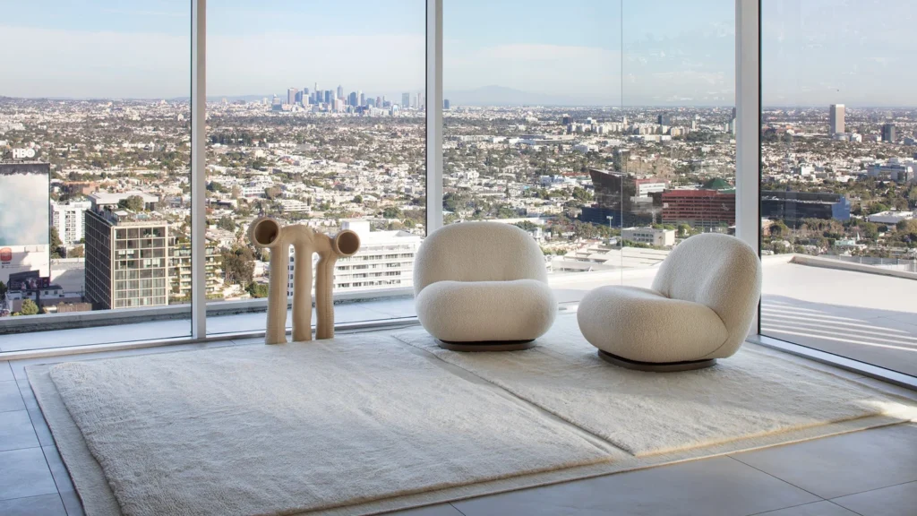Mehraban handmade wool and bamboo silk rug displayed at Unscripted Spaces La Jolla