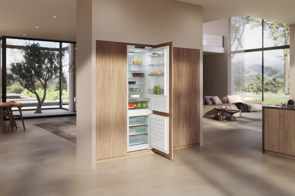 iele fully integrated touch-to-open refrigerator column for handle-less kitchen