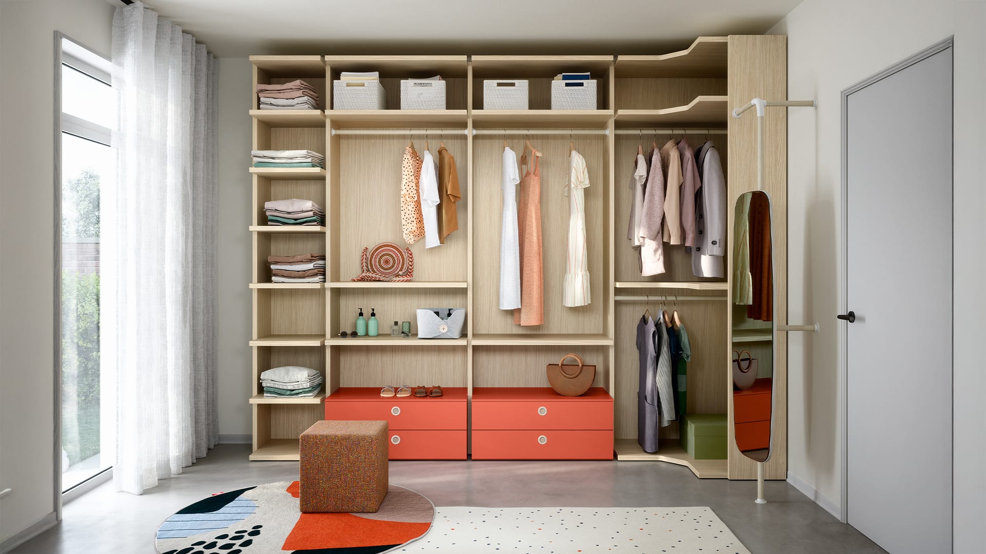 Nidi by Novamobili custom children's walk-in closet with bright colors