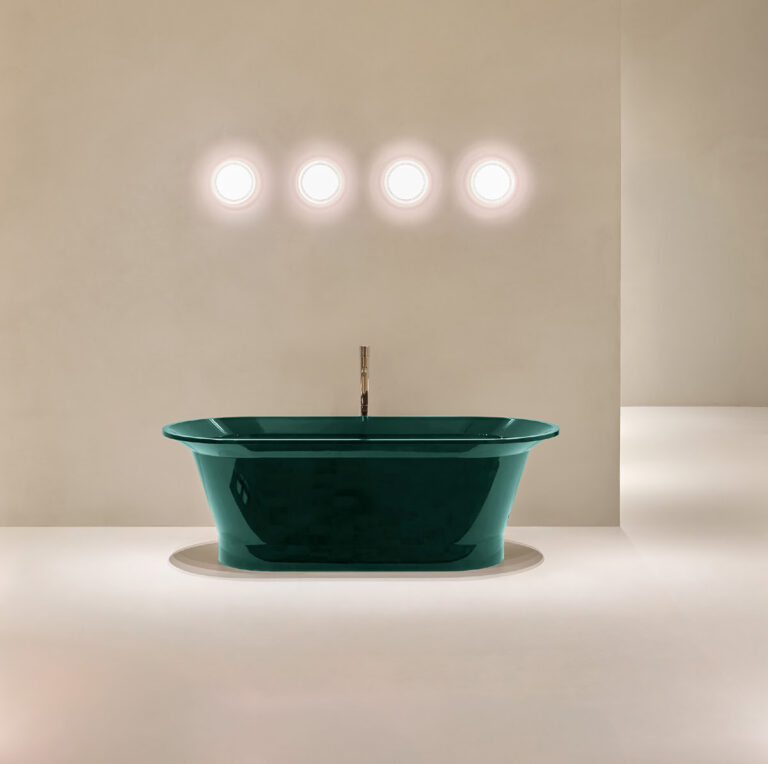 Antoniolupi Gemantea opalescent bathroom surface, Italian furniture showroom La Jolla