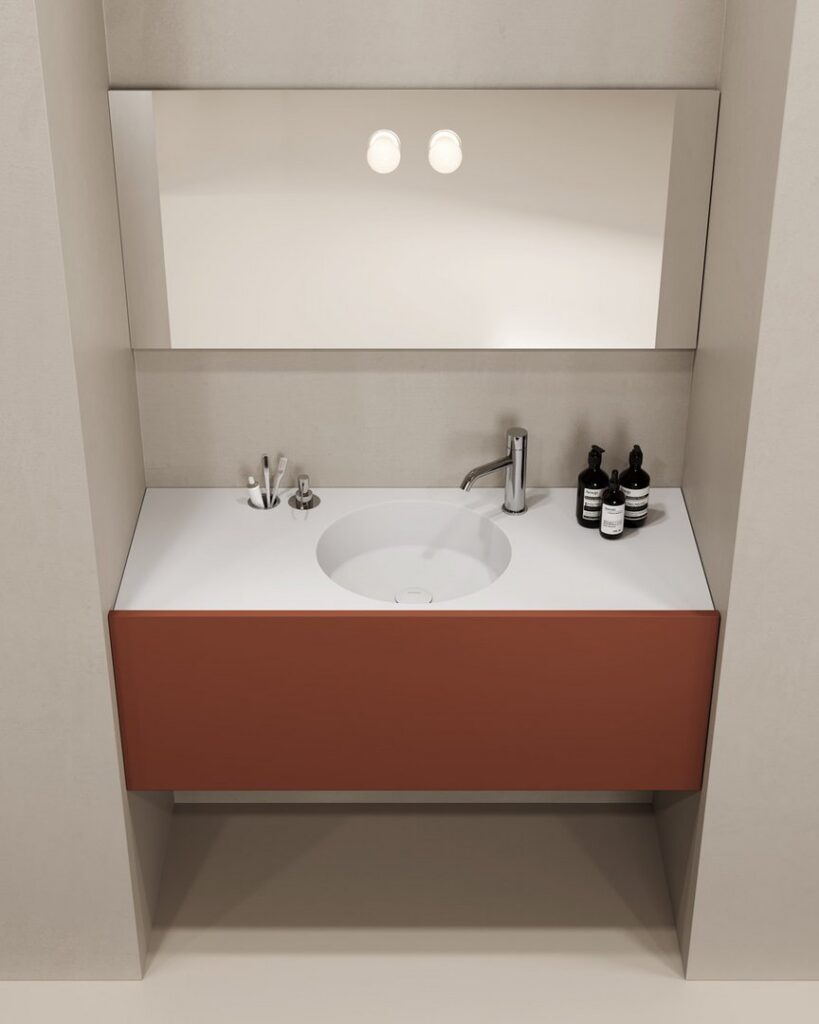 antoniolupi Talea marble top with integrated towel holder, luxury bathroom vanity La Jolla