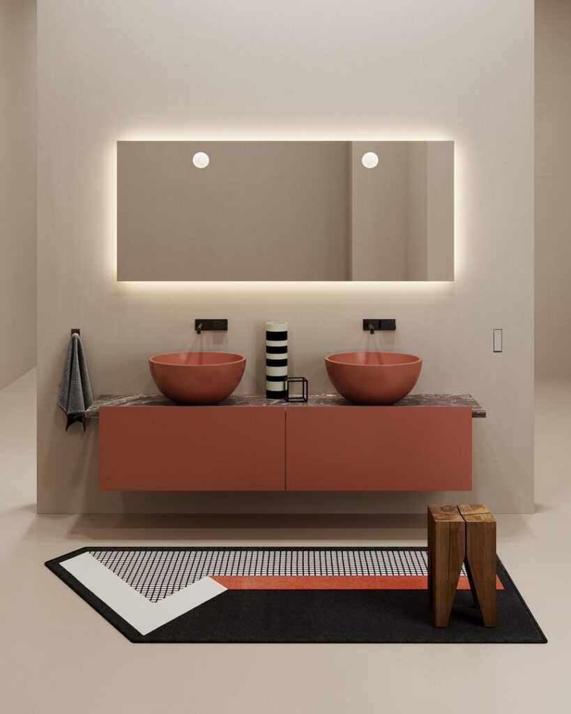 antoniolupi Talea integrated bathroom accessories in marble top, contemporary design San Diego